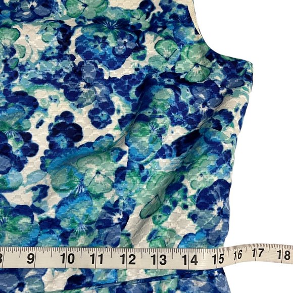 Tahari ASL Dress Pleat Skirt Sleeveless Navy White Floral Size 8 - Picture 7 of 7